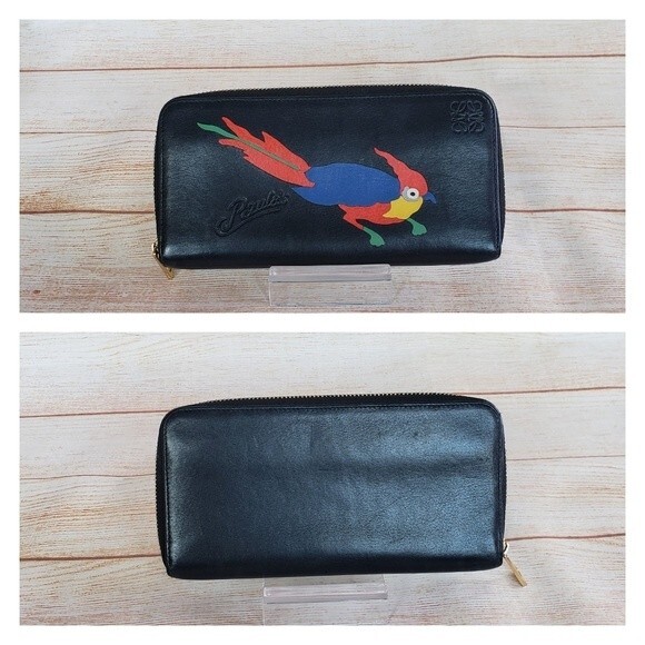 RARE! Loewe Paula's Ibiza Parrot Zip Around Long Leather Wallet - Picture 8 of 16